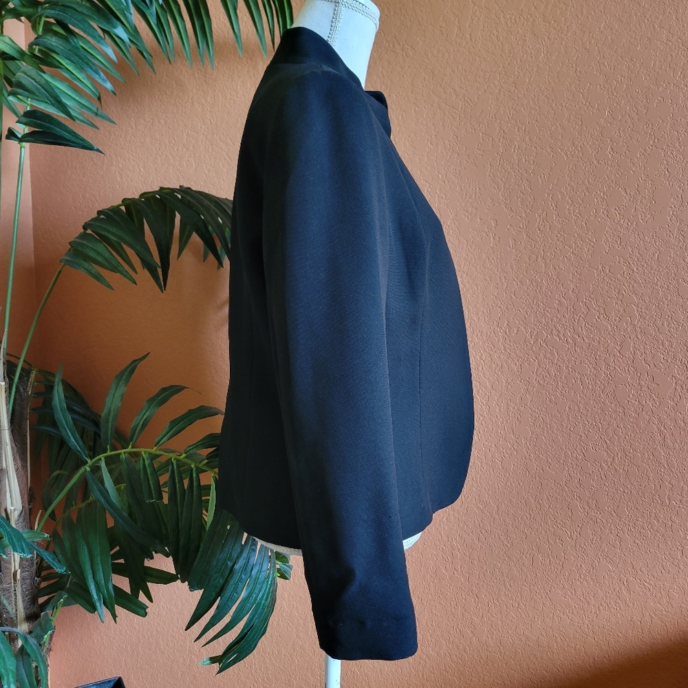 Tahari Arthur S Levine Black Jacket Blazer Open Front Mock Collar 10 - Picture 2 of 16